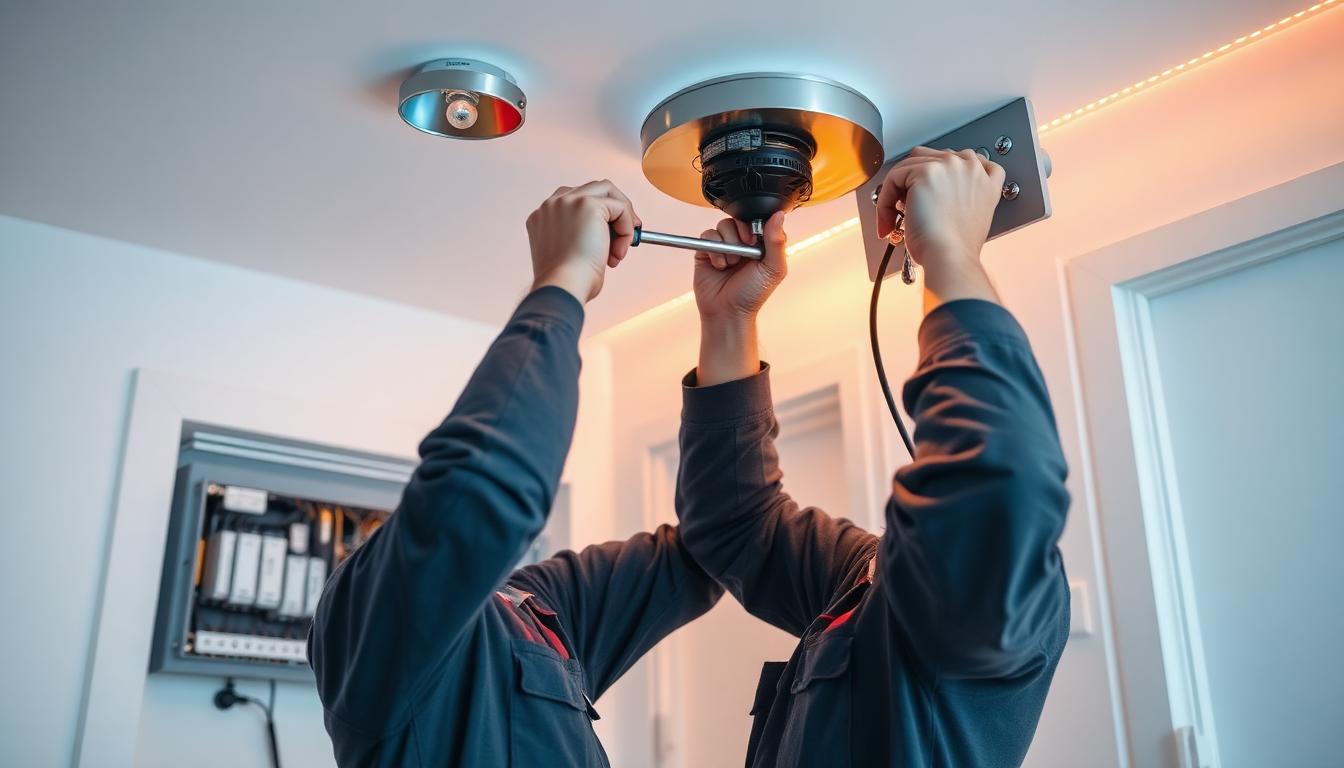 Επαγγελματίας ηλεκτρολόγος dk electric solutions εν ώρα εργασίας